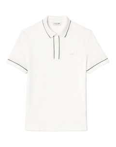 Поло с вышитым логотипом и контрастной отделкой, белый Lacoste