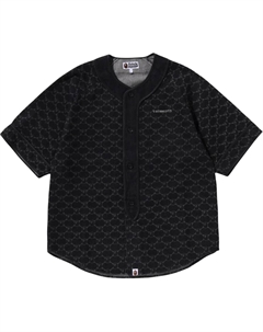 Bape College Monogram бейсбольная джинсовая рубашка с коротким рукавом, черный A bathing ape®