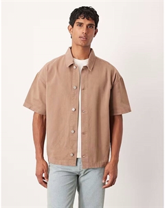Рубашка свободного кроя с короткими рукавами коричневого цвета Asos design