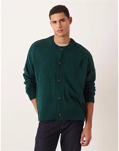 Свободный трикотажный кардиган с круглым вырезом, очень свободного кроя, темно-зеленого цвета Asos design