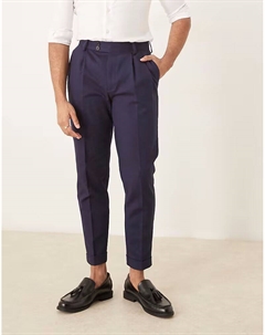 Строгие зауженные брюки-чиносы из хлопка темно-синего цвета Asos design