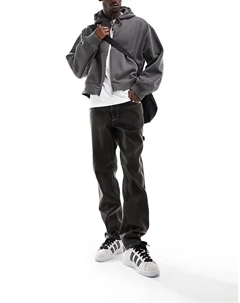 Джинсы прямого кроя с отделкой в стиле плотницкого стана черного цвета Asos design