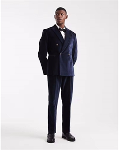 Узкие брюки из лёгкого тёмно-синего бархата Asos design