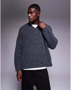 Супер свободный трикотажный джемпер с V-образным вырезом темно-серого цвета Asos design