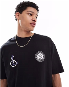Футболка свободного кроя с городским принтом черного цвета Asos design