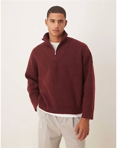 Супер свободный трикотажный джемпер с воротником-стойкой, бордового цвета Asos design