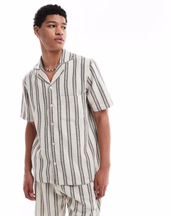 Пляжная рубашка в полоску, связанная крючком в серо-белых тонах Sol beach