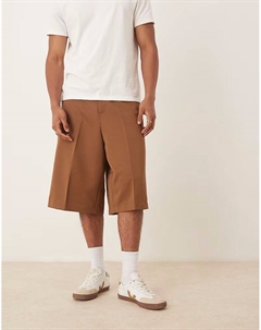Элегантные шорты-бермуды свободного кроя коричневого цвета с эластичной талией Asos design