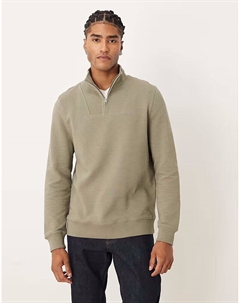 Толстовка с застежкой-молнией на четверть дюйма и ребристым воротником серого цвета Asos design