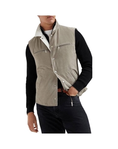 Кожаный жилет, хаки Brunello cucinelli