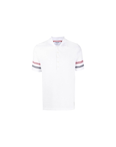 Поло с нашивкой-логотипом в полоску, белый Thom browne