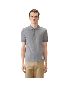 Хлопковая поло с 4 полосками, светло-серый Thom browne