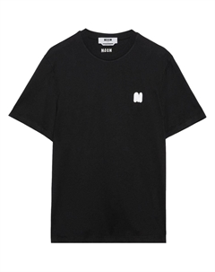 Футболка из хлопка с аппликацией логотипа, черный Msgm