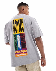 Футболка оверсайз с принтом спереди и сзади серого меланжевого цвета Asos design