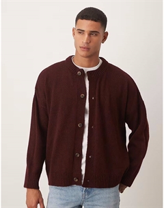 Свободный вязаный кардиган с круглым вырезом, очень свободного кроя, бордового цвета Asos design