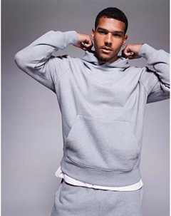 Толстовка оверсайз премиум-класса плотностью 400 г/м² серого меланжевого цвета Asos design