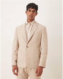 Тонкий пиджак из шерсти, серо-бежевый Asos design