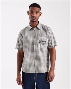 Свободная клетчатая рубашка зеленого цвета с вышивкой на груди Asos design