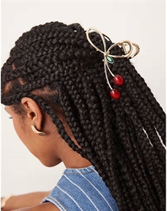 Металлическая заколка-краб с вишневой эмалью Asos design