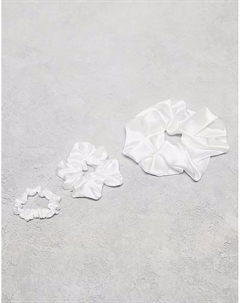 Набор из 3 атласных резинок для волос цвета слоновой кости Asos design