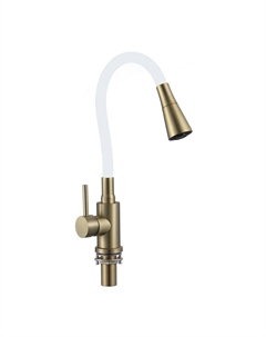 Смеситель для кухни S-3002CM-02 цвет Золото матовое Белый Savol