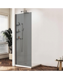 Душевая перегородка Walk-In 110 VSW-1HWS110CGGM профиль Вороненая сталь стекло тонированное Vincea