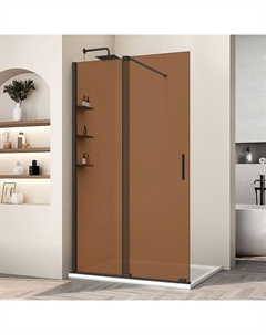 Душевая перегородка Walk-In 120 VSW-1WSL120GSB профиль Черный матовый стекло янтарь Vincea