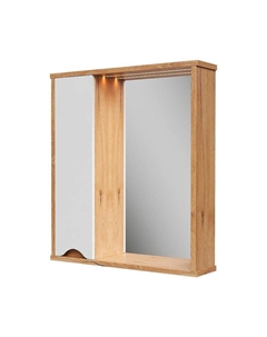 Зеркало со шкафом Barney 60 L zsBARNEY60.L-04 с подсветкой цвет Белый Дуб гудзон Волна