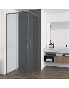 Душевой уголок Ultima 80х80 VSS-7UL8080CLGM профиль Вороненая сталь стекло прозрачное Vincea