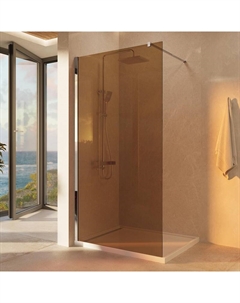 Душевая перегородка Walk-In 100 VSW-1H100GS профиль Хром стекло янтарь Vincea