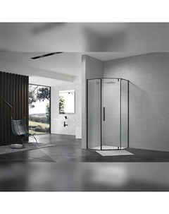 Душевой уголок Альба 100х100 4EW100х100B профиль Черный матовый стекло прозрачное Terminus