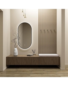 Зеркало FX-3100B 100 с подсветкой цвет Черный с сенсорным выключателем и диммером Fixsen