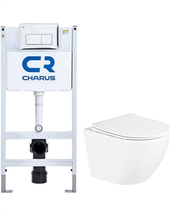 Комплект унитаза Uno BB3105CHR/SC с инсталляцией Charus City CR.200.21.01 с сиденьем Микролифт и клавишей смыва Хром глянцевый Belbagno