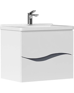 Тумба под раковину Grey 70.2Y tpVLN.G70.2Y-01 подвесная Белая Серый оникс Волна
