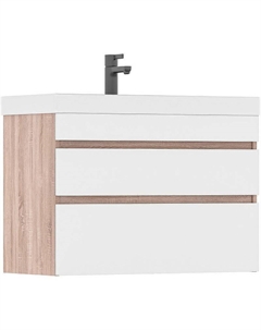 Тумба под раковину Conty 80.2Y tpCNT80.2Y-01 подвесная Белая Дуб снома Волна