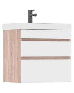 Тумба под раковину Conty 60.2Y tpCNT60.2Y-01 подвесная Белая Дуб снома Волна