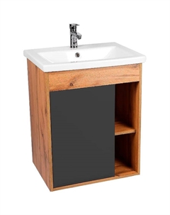 Тумба под раковину Бостон 50 VBOS50COG-T1STP подвесная Графит матовый Дуб Вотан Viant