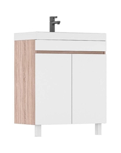 Тумба под раковину Conty 70.2D tnCNT70.2D-01 Белая Дуб снома Волна