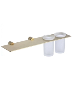 Стакан для зубных щеток с полочкой S-002168C двойной цвет Золото матовое Savol