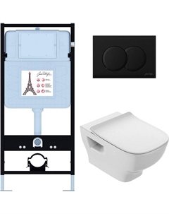 Комплект унитаза с инсталляцией Struktura EDE103-BL с сиденьем Микролифт и Черной матовой клавишей смыва Jacob delafon