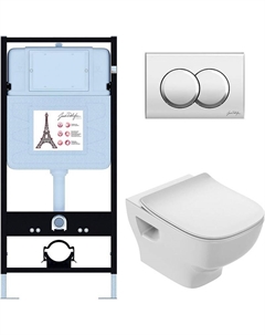 Комплект унитаза с инсталляцией Struktura EDF103-CP с сиденьем Микролифт и клавишей смыва Хром Jacob delafon