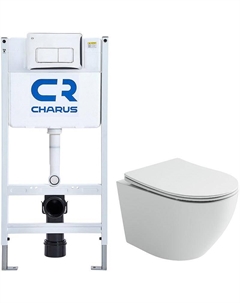 Комплект унитаза Uno Rimless CN11001 с инсталляцией Charus City CR.200.21.01 с сиденьем Микролифт и клавишей смыва Хром глянцевый Ceramica nova