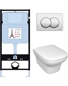 Комплект унитаза с инсталляцией Vox E21747RU-CP с сиденьем Микролифт и клавишей смыва Хром Jacob delafon