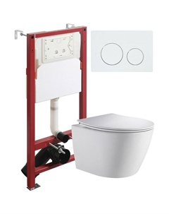 Комплект унитаза с инсталляцией CI07-150W+APB188 с сиденьем Микролифт и Белой глянцевой клавишей смыва Orange