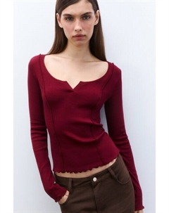 Лонгслив в рубчик с вырезом Befree