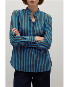 Рубашка хлопковая в полоску с воротником стойкой Piombo