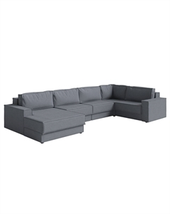 Угловой диван-кровать Porto Hard (левый) пятисекционный (Ткань: Букле Soul 995 Шиншилловый серый) 424x227 Орматек