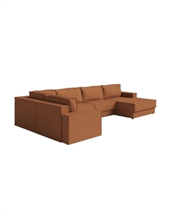 Угловой диван-кровать Porto Middle (правый) пятисекционный (Ткань: Букле Soul 493 Терракотовый) 424x227 Орматек
