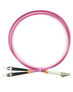 Патч-корд оптический FOP-50-OM4-LC-ST-1m, LC/UPC-ST/UPC, многомодовый, 50/125, OM4, двойной, 1 м, LSZH, пурпурный (FOP-50-OM4-LC-ST-1m) Cabeus