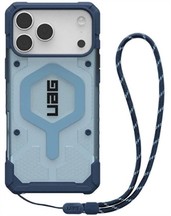 Чехол Pathfinder Clear MagSafe для iPhone 17 Pro + ремешок, синий Uag